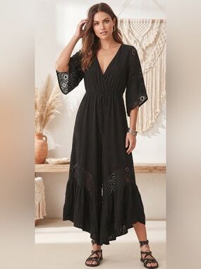 VENUS Black Lace Jumpsuit